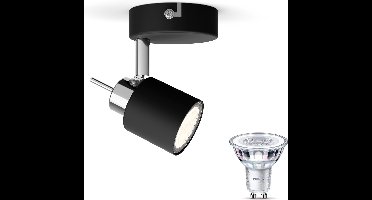 Philips Meranti Opbouwspot (Zwart) - Warmwit Licht - Wandspot of Plafondspot met 1 Lichtpunt - GU10 - SceneSwitch - Eenvoudig Dimbaar met Je Klassieke Schakelaar