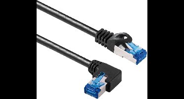 S/FTP CAT6a 10 Gigabit netwerkkabel haaks naar links / recht / zwart - LSZH - 1,5 meter