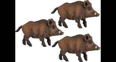 Set van 3x stuks plastic speelgoed dieren figuur wild zwijn 9,5 cm