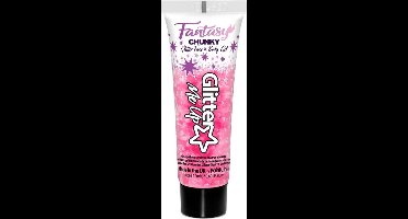 Paintglow Fantasy Chunky Glitter - Gezicht & body gel - Festival glitters - Face jewels - Make up - Flamingo Fiesta roze - 12ml