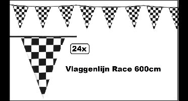 24x Vlaggenlijn Racing 600cm geblokt - Race formule festival thema feest Grandprix Zandvoort Spa