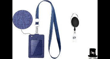 Bob Online ™ - Setje – Blauw - 1 x PU-leer ID-Badgehouder + 1 x Lanyard (Blauw) + 1 x D-Clip ID Jojo – Set – Blue – 1 x PU Leather ID Badge Holder + 1 x Lanyard (Blue) + 1 x D-Clip ID Yoyo – ID Kaarthouder – Nekkoord – Intrekbare ID Jojo – Unisex