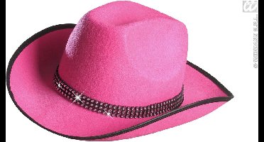 Cowboyhoed roze met strass steentjes