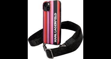 iPhone 14 Plus Backcase hoesje - Karl Lagerfeld - Strepen Roze - Kunstleer