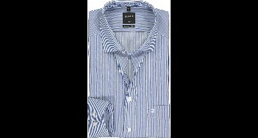 OLYMP Luxor modern fit overhemd - mouwlengte 7 - twill - marine blauw met wit gestreept - Strijkvrij - Boordmaat: 48