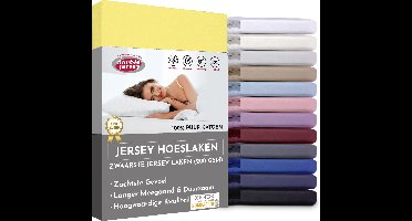 Double Jersey Hoeslaken - Hoeslaken 140x200+30 cm - 100% Katoen  Geel