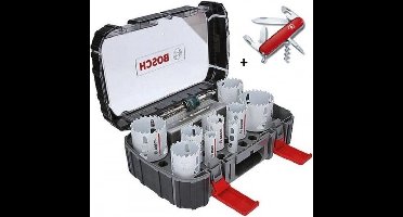 14-delige Gatzagenset | Power-Change | Hout en Metaal | 20 - 76 mm | + Victorinox mes