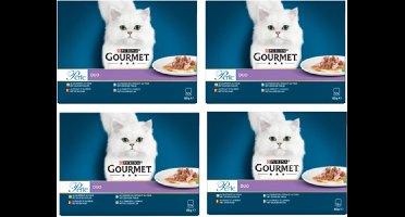 4x Gourmet Perle - Land en Zee Duo - Rund & Kip - Kattenvoer - 12x85g