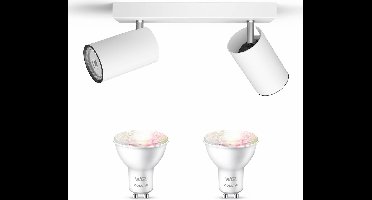 WiZ Kosipo Opbouwspot (Wit) - Wit en Gekleurd Licht - Plafondspot met 2 Lichtpunten - GU10 - Te bedienen via WiFi