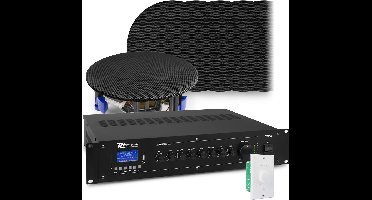Geluidsinstallatie met Bluetooth, 12x zwarte inbouw speaker en 100v versterker van Power Dynamics