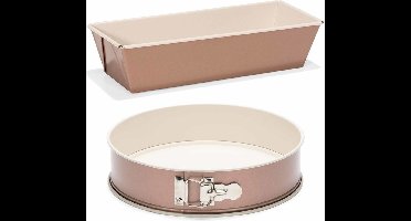 Set van 2x rose gouden bakvormen voor cake en taart 25 en 20 cm
