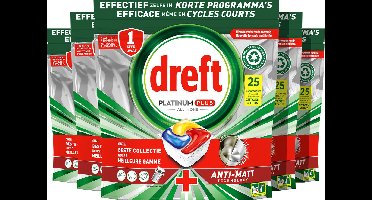 Dreft Platinum Plus All In One - Vaatwastabletten - Citroen - Voordeelverpakking 5 x 25 stuks