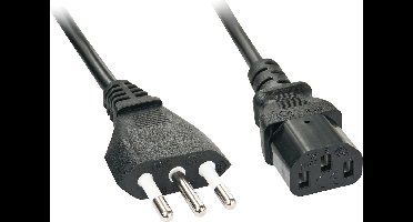 LINDY Stroom Aansluitkabel [1x Italiaanse stekker - 1x Apparaatstekker, female C13 10A] 3.00 m Zwart