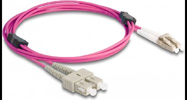 Glasvezel optische kabel met metalen pantsering LC duplex naar SC duplex multi-mode OM4 2 m