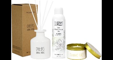 My Flame Cadeauset Cheers Geurstokjes & Therme Zen White Lotus - MyFlame Geurstokjes Cheers - Therme Shower Foam Zen White Lotus - MyFlame Kaarsje Content:Hugs