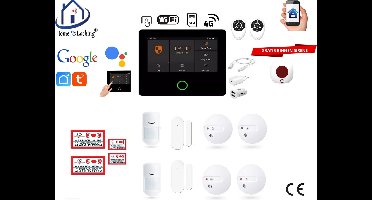 Draadloos alarmsysteem voor woning/camper/boot/caravan werkt met wifi en sim kaart en met spraakgestuurde apps. (Nederlands of Frans stem en tekst) ST01A-18