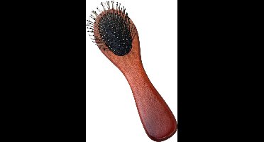 green-goose® Kleine Houten Borstel - Haarborstel met Metalen Pinnen - 17 x 5 cm - Soepel en Duurzaam