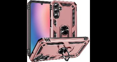 Hoesje geschikt voor Samsung Galaxy A55 hoes met Ringhouder Armor dubble laag – Rosegoud