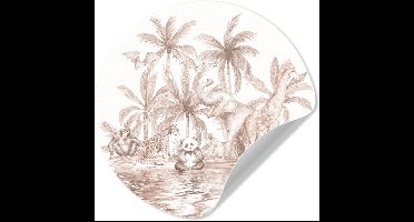 Behangcirkel - Muurstickers babykamer - Vintage - Dieren - Jungle - Kinderen - Muursticker kinderkamer - Wandsticker - Ronde wanddecoratie - 30x30 cm - Sticker behang - Ronde muurdecoratie