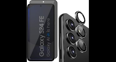 Privacy Screenprotector & Camera Protector geschikt voor Samsung Galaxy S24 FE - Volledig Dekkend Glas