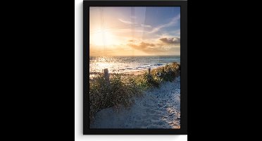 PosterMonkey - Poster in lijst - Fotolijst - Strand - Zee - Duin - Bankje - Poster frame - Poster - Wanddecoratie - Foto met lijst - Kader - 30x40 cm - Poster strand - Posterlijst