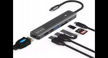 Zenwire USB-C Hub - Hub - Adapter 7in1 HDMI 4K - USB 3.0 - SD - Micro SD - Multiport Power Delivery 100W - Docking Station - USB Splitter - Geschikt voor Laptop Macbook Pro / Air / Windows / Universeel