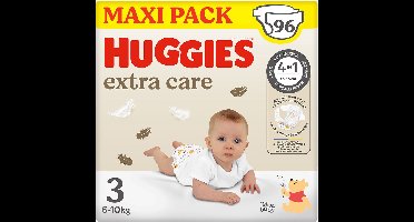 Huggies® Extra Care baby luiers, Maat 3 (6 tot 10 kg), 96 luiers met vochtindicator en Disney designs, Maxi Pack
