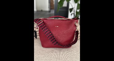 Damestas - Flora & Co - Tas in Tas handtas met fashion riem - Rouge Fonce.