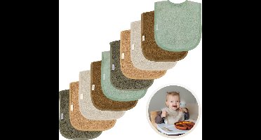 Funnies Slabbetjes 10-Pack Aardetinten - Set van 10 Zachte Slabbertjes - Grote Slabbers - Kwijldoekjes voor Baby’s en Kinderen - Absorberend, Zacht en Makkelijk Wasbaar - Perfect voor Voeden, Kwijlen en Bescherming van Kleding