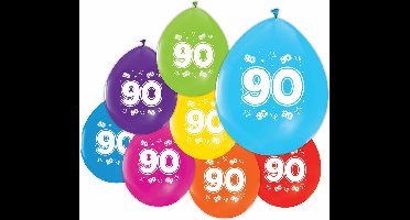 24 Ballonnen 12″ 2 Zijdig bedrukt 90 jaar - Versiering Slinger Feestdecoratie Decoratie Verjaardag Jubileum Ballon Feest