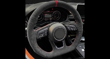 Alcantara Stuur Hoes Suede Voor Audi A3 A4 A5 A1 Q2 Rode Sticksels Naad 12 o'clock Stripe RS3 RS4 RS5 Look