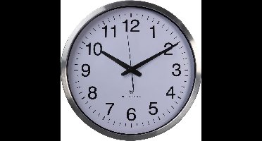 Perel Wandklok, rond, analoog, 50 cm, radiogestuurde tijdsaanduiding (DCF), aluminium, zilver