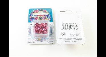 Scrapbooking Eyelet Diamant / Ruit 6x8mm 50 stuks Roze Diameter gat 3mm