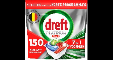 Dreft Platinum Plus All In One Vaatwasmiddel - Anti-Dofheidstechnologie - 150 Vaatwastabletten