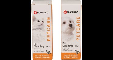 Oorreiniger flamingo voor hond en kat - 50 ml - milde reiniger verwijderd oorsmeer en vuil uit de gehoorgang van uw kat of hond. MAG NIET IN HET OOG..