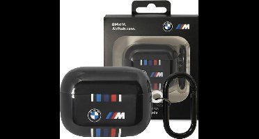 BMW M-Line Multiple Colored Lines AirPods Case - Geschikt voor Apple Airpods Pro (1e Generatie) - Zwart