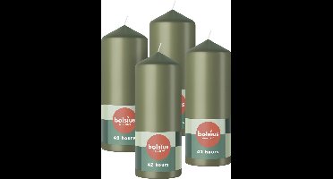 Bolsius - Gladde Stompkaarsen - 15cm - 4 stuks - Olijfgroen
