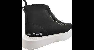 MadamPaola-Heren Sneakers-Hoge zool-schoen met ronde zool-winterschoenen heren-winterschoenen heren-winter schoenen dames-winter schoenen heren-winter schoenen-heren winter schoenen-warm schoenen-schoen-schoenen Kleur zwart met witte bodem-Maat 40