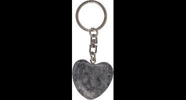 Sleutelhanger Stenen Hart - Worry Stone Heart 3cm - Zwart Grijs - Gratis Verzonden