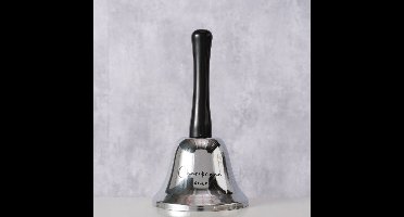 Tafelbel - Zilver - Zwart - 13.5x7.5 cm - Metaal - "champagne please"
