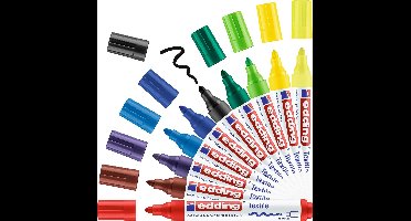 edding 4500 textielstift - 10 stuks in verschillende basis kleuren - ronde punt 2-3 mm - textielstiften wasmachinebestendig (60°C) om op textiel te tekenen - textielmarker voor volwassenen en kinderen