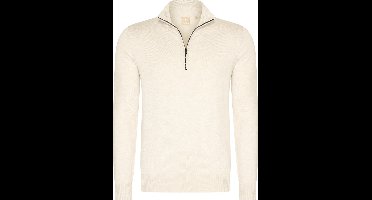 Mario Russo Half Zip Sweater - Trui Heren - Sweater Heren - Coltrui Heren - L - Ecru