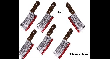 6x Hakmes met bloed 29 cm - PVC - Kapmes halloween horor creepy griezel thema feest