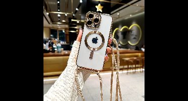 iPhone SE 2022 / SE 2020 / iPhone 8 / iPhone 7 Magsafe Silicone Hoes met Koord / Touwtje - Goud