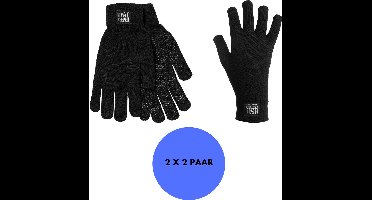 Heatkeeper - Gebreide handschoenen heren - Zwart - S/M - 2-Paar - Winter handschoenen