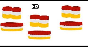 3x Zweetbandjes set rood/wit/geel 3-dlg- sport zweetband thema feest optocht festival