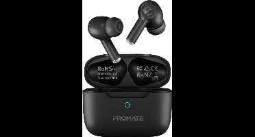 ProMate® True Wireless Oordopjes - In-Ear - Met Active Noise Cancelling - Bluetooth v5.3 - Draadloze oortjes met Microfoon - 25 uur Afspeeltijd - Intelligente Touchbediening - Oplaadcase - Universeel - Geschikt voor Smartphone & Laptop - Zwart