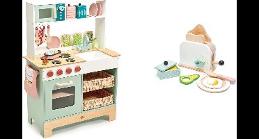 Tender Leaf Toys keukentje inclusief inhoud met extra ontbijt speel set met toaster