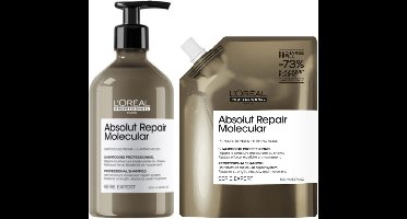L'Oréal Professionnel - Absolut Repair Molecular Shampoo 500 ml + Refill Shampoo 500 ml - Voordeelset