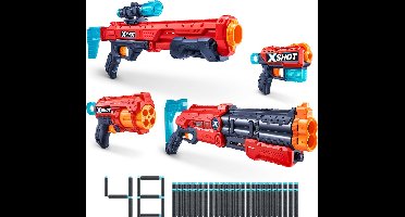 XSHOT Excel Ultimate Shootout Pack (4 Blasters, 48 Darts, 6 Cans) van ZURU - speelgoedblaster